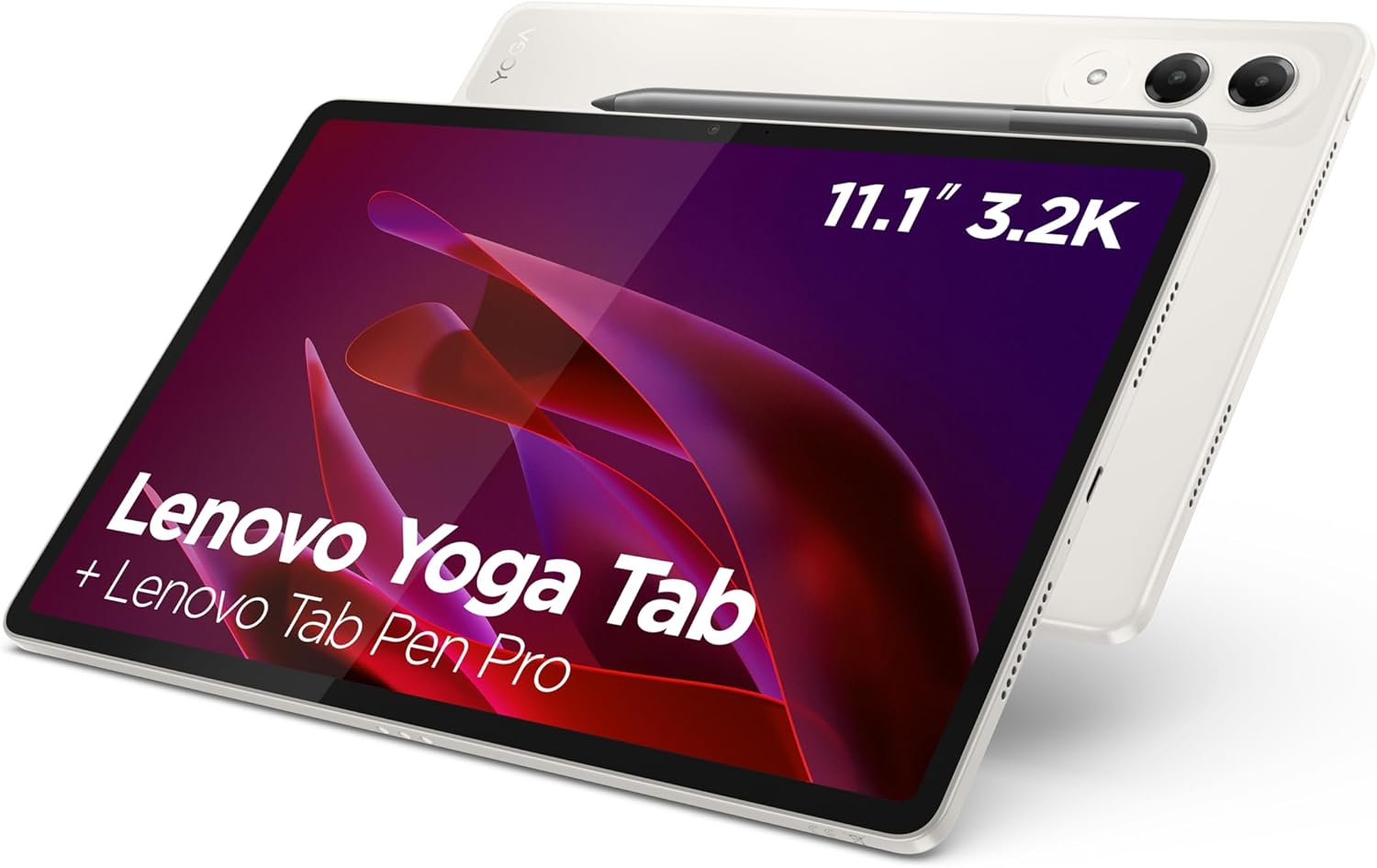 Lenovo Yoga Tab - Touchscreen Tablet 11.1 Inch 3.2K, 144Hz (Qualcomm Snapdragon 8 Gen 3 Mobile Platform, 6Cores, 12GB RAM, UFS 4.0 256GB, Android 15, Wifi7 + Bluetooth) Lenovo Tab Pen Pro – Seashell
