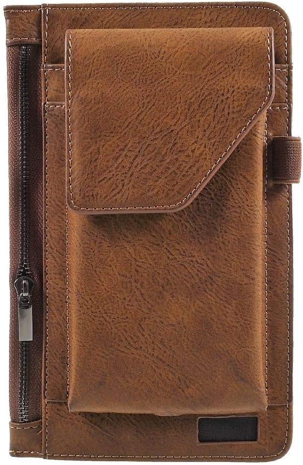 Étui à Ceinture Vertical avec Pochette pour Smartphone & Poche Intérieure Zippée Compatible avec INNJOO HALO4 - Marron
