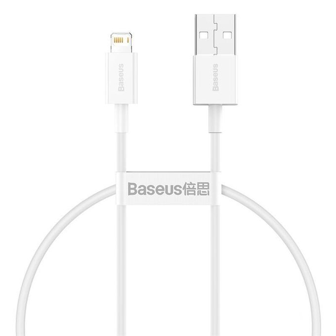 product_image_name-Baseus-Câble de Charge Rapide et Transfert de Données Série Superior USB vers Lightning 2.4A – 0.25 m, Blanc-1
