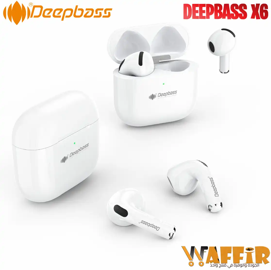 DeepBass X6 Écouteurs Bluetooth TWS-X6 True Wireless redéfinissent sans fil Bluetooth, Deep Bass Headphones X6 connexion stable haute qualité Waffir.Ma DEEPBASS Maroc