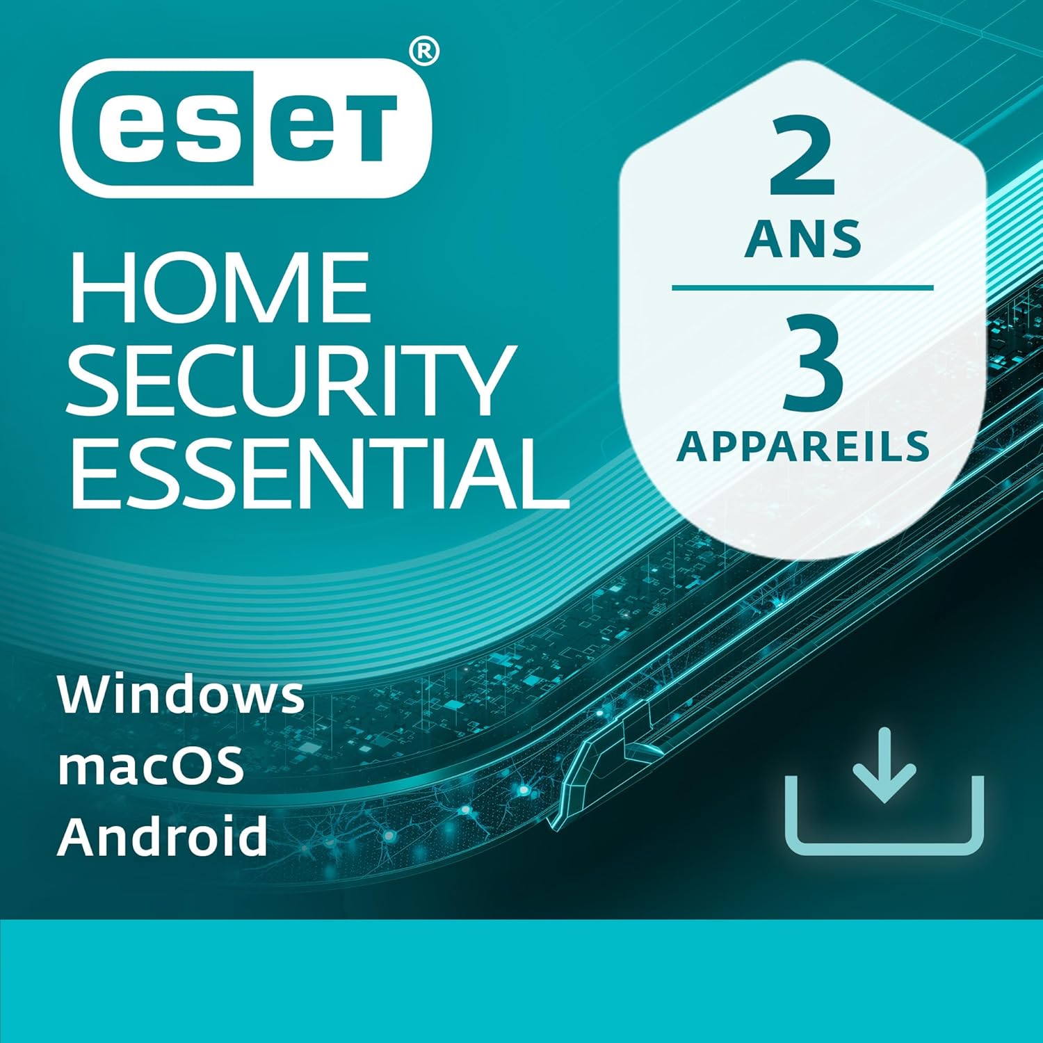 ESET HOME Security Essential 2026 | 3 appareils | 2 ans | Suite de sécurité, Pare-feu, Anti-Phishing, Protection de la webcam, Surveillance du microphone | Clé d'activation par e-mail