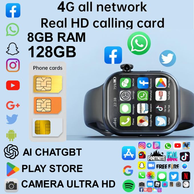 WS S10 max Smartwatch 8/128GB, Supports SIM Card & WiFi gris