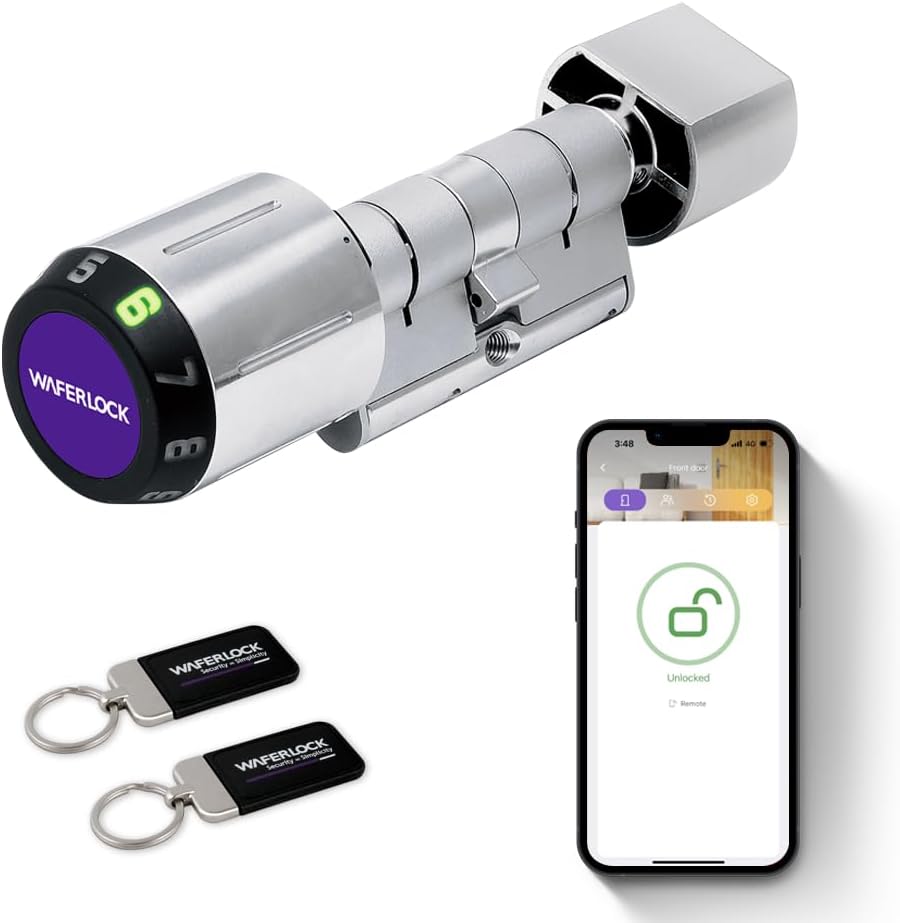 C760 Smart Lock - Keyless Cylinder with App, Bluetooth, RFID & PIN | IP68, Fire Resistant | EN15684 Certified | 30/30-45 mm (60-75 mm) | Nickel