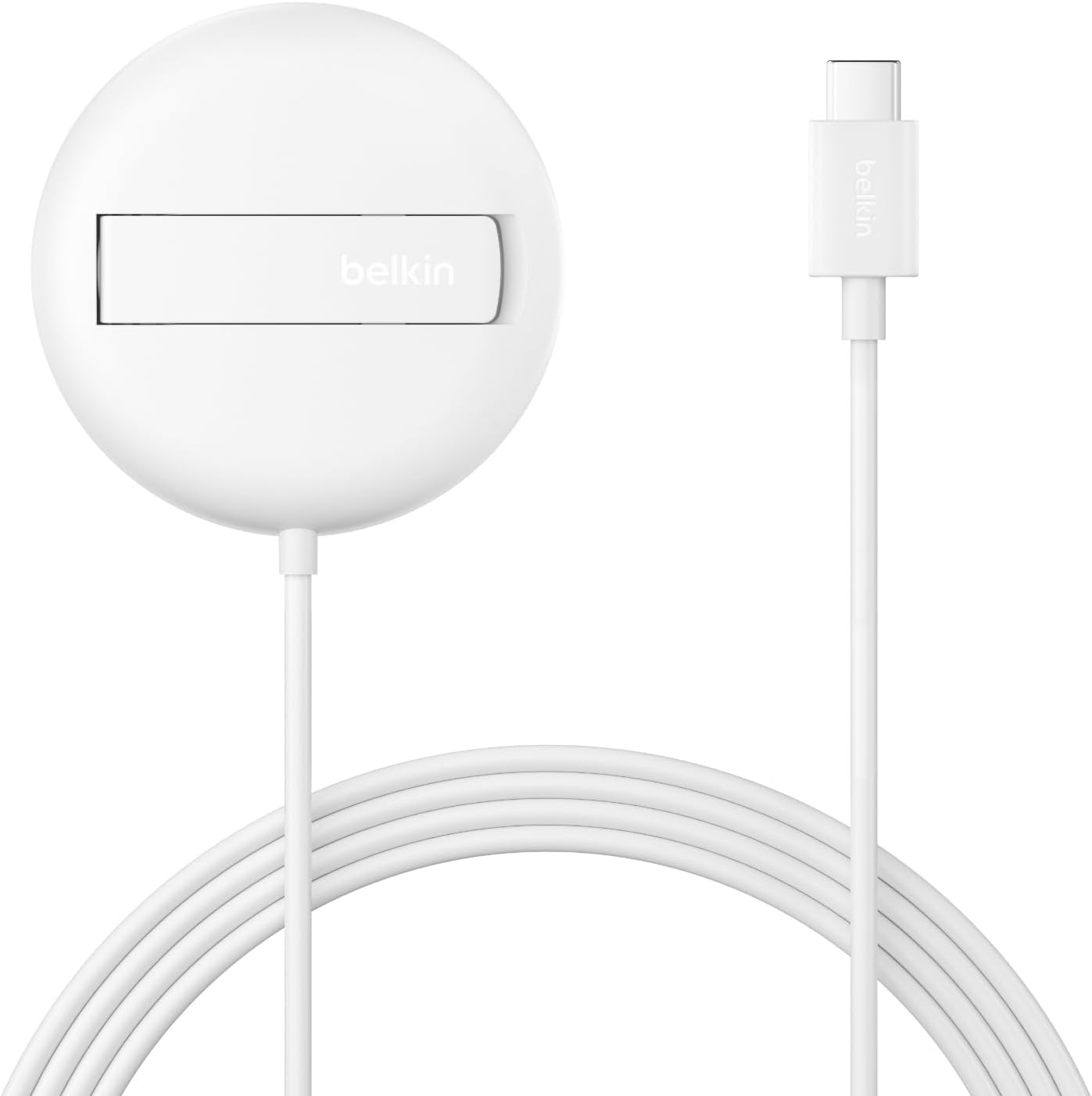 Belkin Wireless Charging Dock, 15 W, Qi2 Certified and MagSafe Compatible, for All iPhone 17, iPhone Air, iPhone 16, AirPods etc. without AC Adapter – White