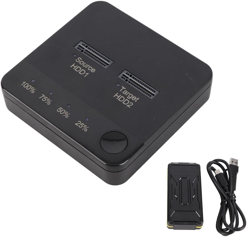 M.2 SSD Duplicator, Dual Bay Hard Drive Cloner & Offline Docking Station 1Gbps Read Write USB C to SATA Dock for B Key B M Old SSD Data Transmission