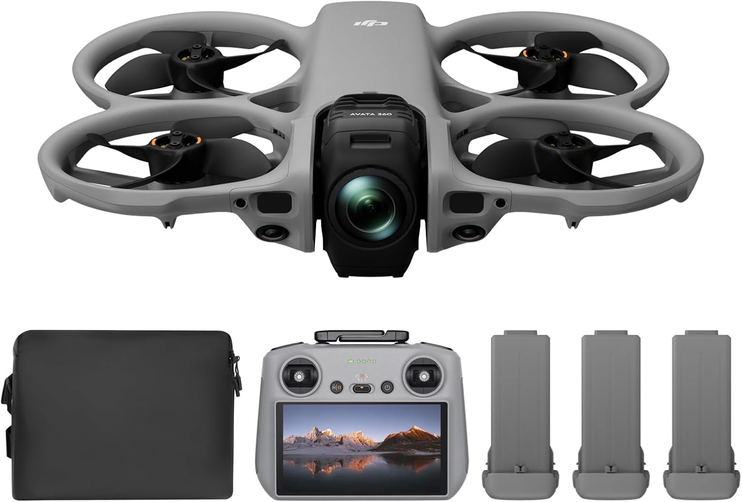 DJI Avata 360 Bundle Fly More (RC 2), drone avec imagerie 360° 8K au format 1 pouce pour FPV et prises de vue aériennes, drone caméra 360° avec protection d’hélices. Comprend RC 2 et trois batteries.