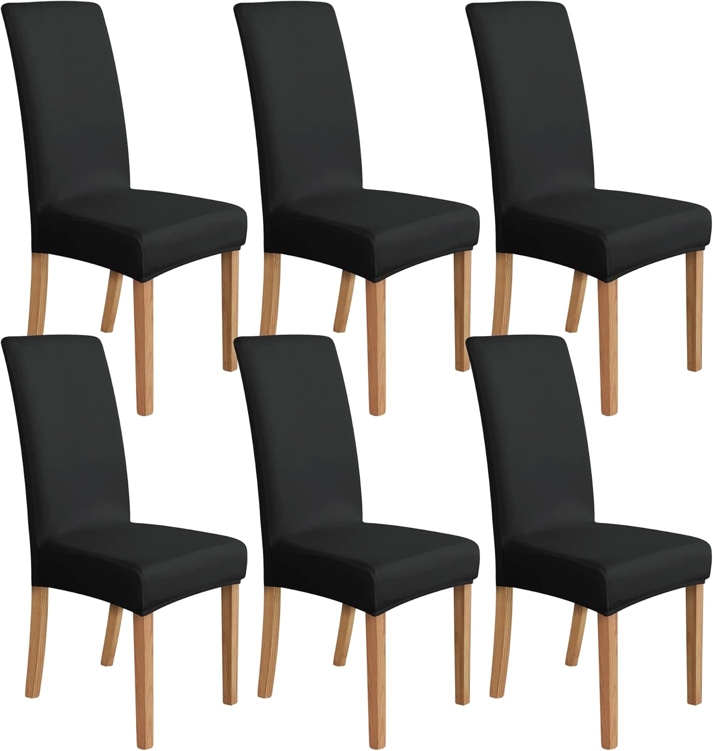 Amazon Basics Stretch Dining Chair Covers Set of 6, Solid Black