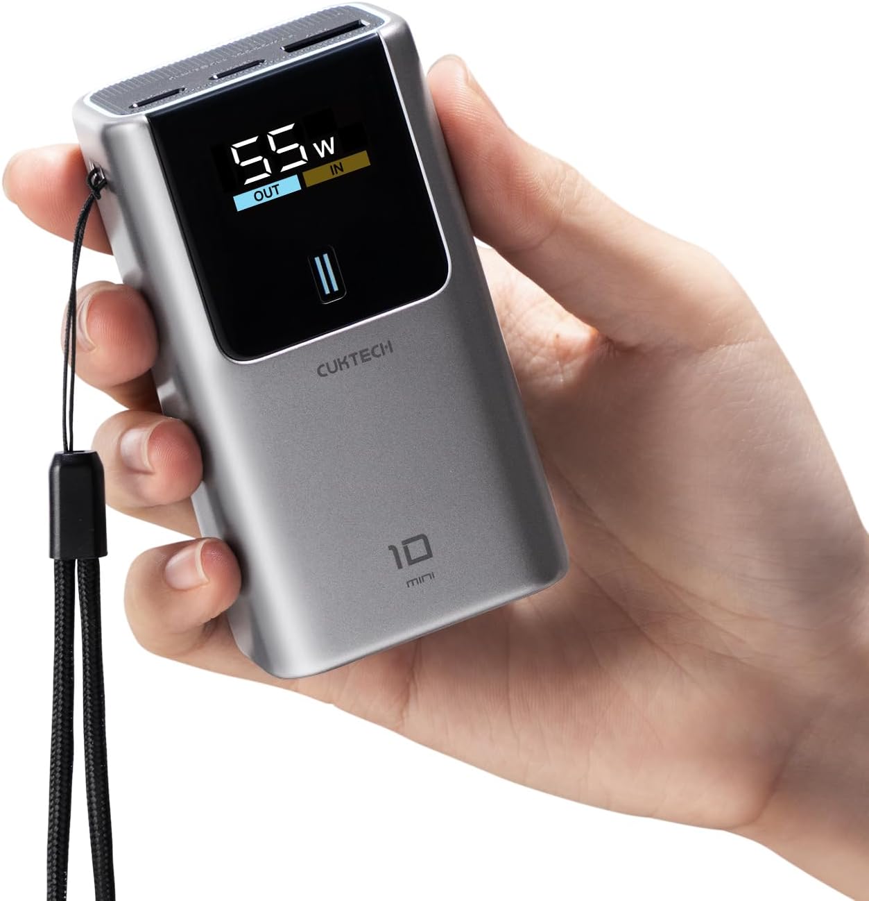 CUKTECH 10 Mini 55 W External Battery 10000 mAh, 3 Ports USB-C Fast Charging Power Bank with Digital Screen, Cable & Wristband, Portable Battery for iPhone 17/16, Samsung S25/S24, Xiaomi 17/15, iPad