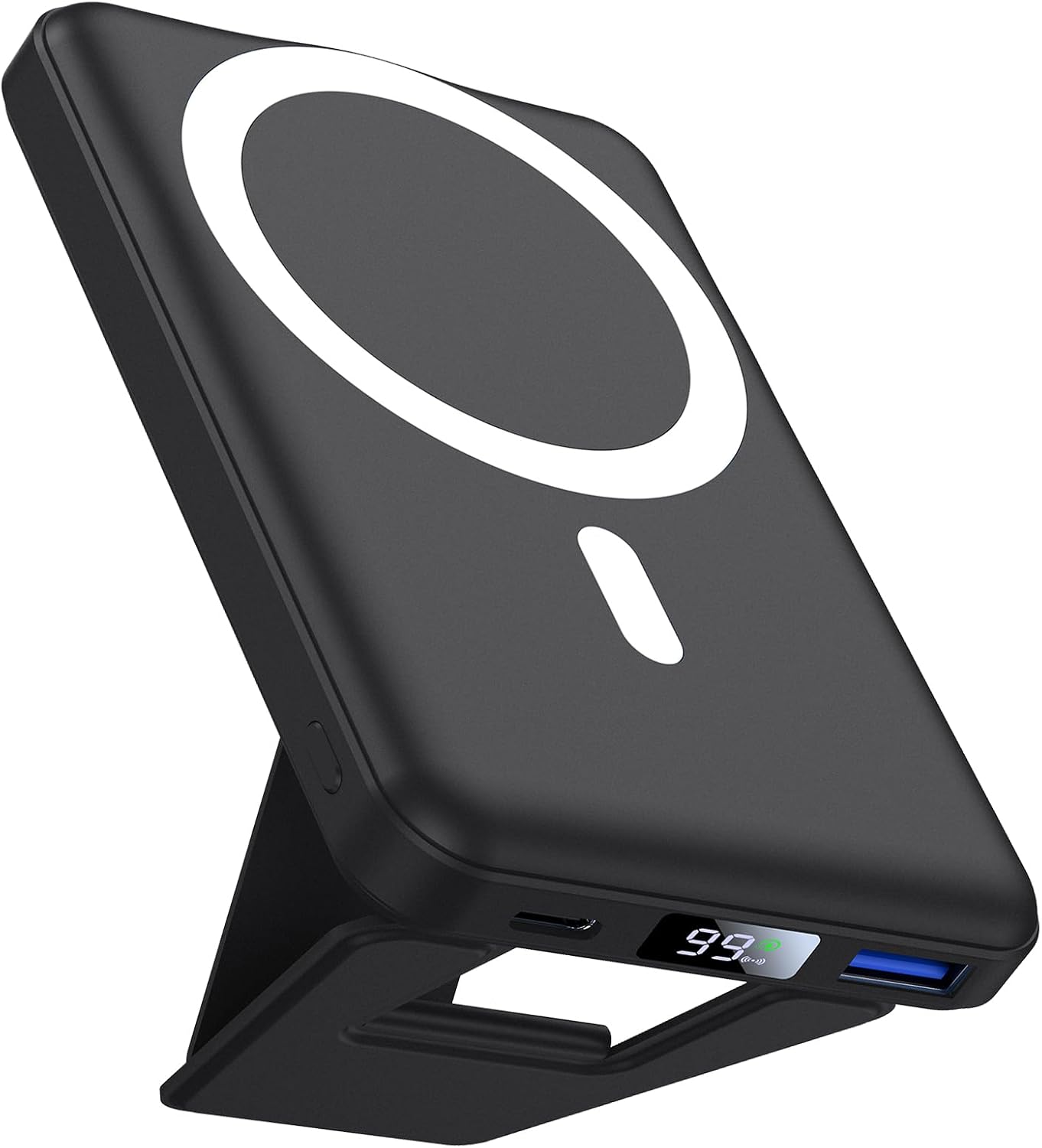 AOGUERBE External Battery for iPhone, Compatible with MagSafe 10000mAh Magnetic Wireless Power Bank Fast Charge PD 22.5W with LED Display and Foldable Stand for iPhone 17/16/15/14/13/12 Series