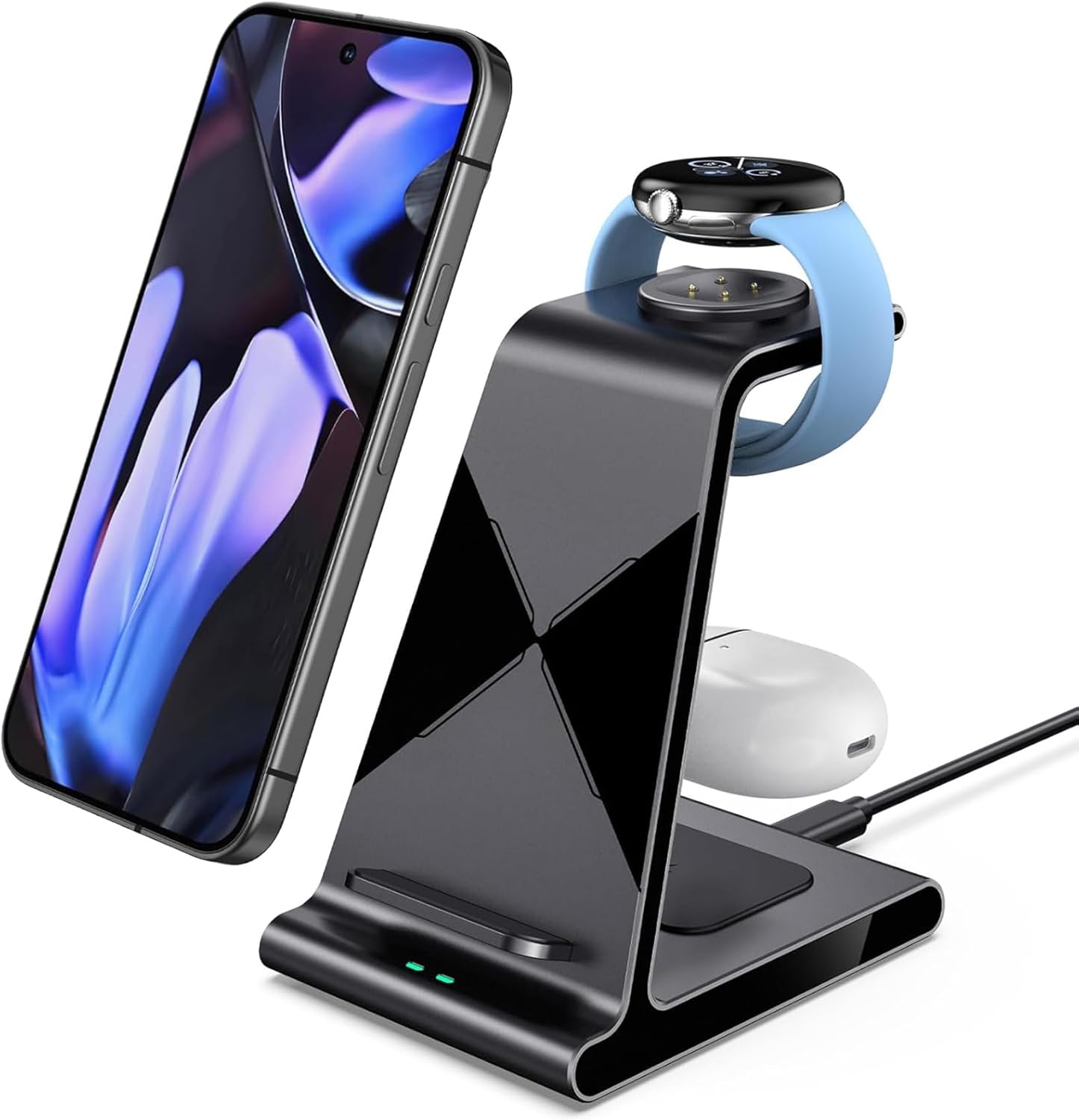 Wireless Charger for Google Pixel Watch 3/2, 3 in 1 Wireless Charging Station for Google Pixel 9/9a/8a/8/8 Pro/7/6/5& Pixel Buds Pro/2 (Not Adapter)