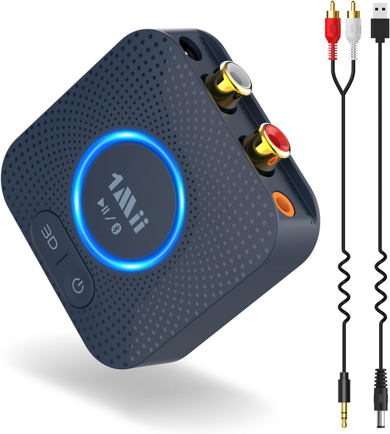 1Mii B06HD HiFi Récepteur Audio Bluetooth 5.3, Adaptateur Bluetooth pour Chaîne Stéréo Domestique, aptX HD Faible Latence, 3D Surround, 15hrs Playtime, RCA 3,5mm AUX Jack