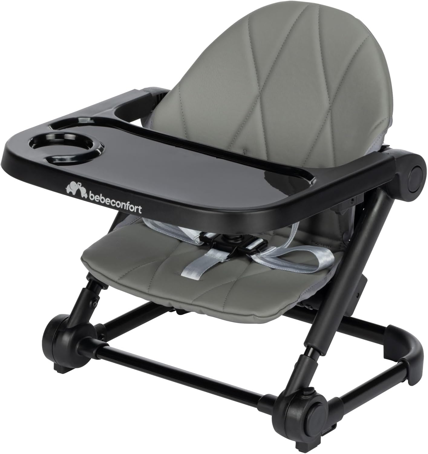 Bebeconfort Moly Baby Booster Chair, 6 months-3 years, 9-15 kg, Portable Lightweight High Chair, Compact Folding, 3 Heights, Child Booster Seat, Baby Meal Chair with 3 Tray Positions, Tinted Grey