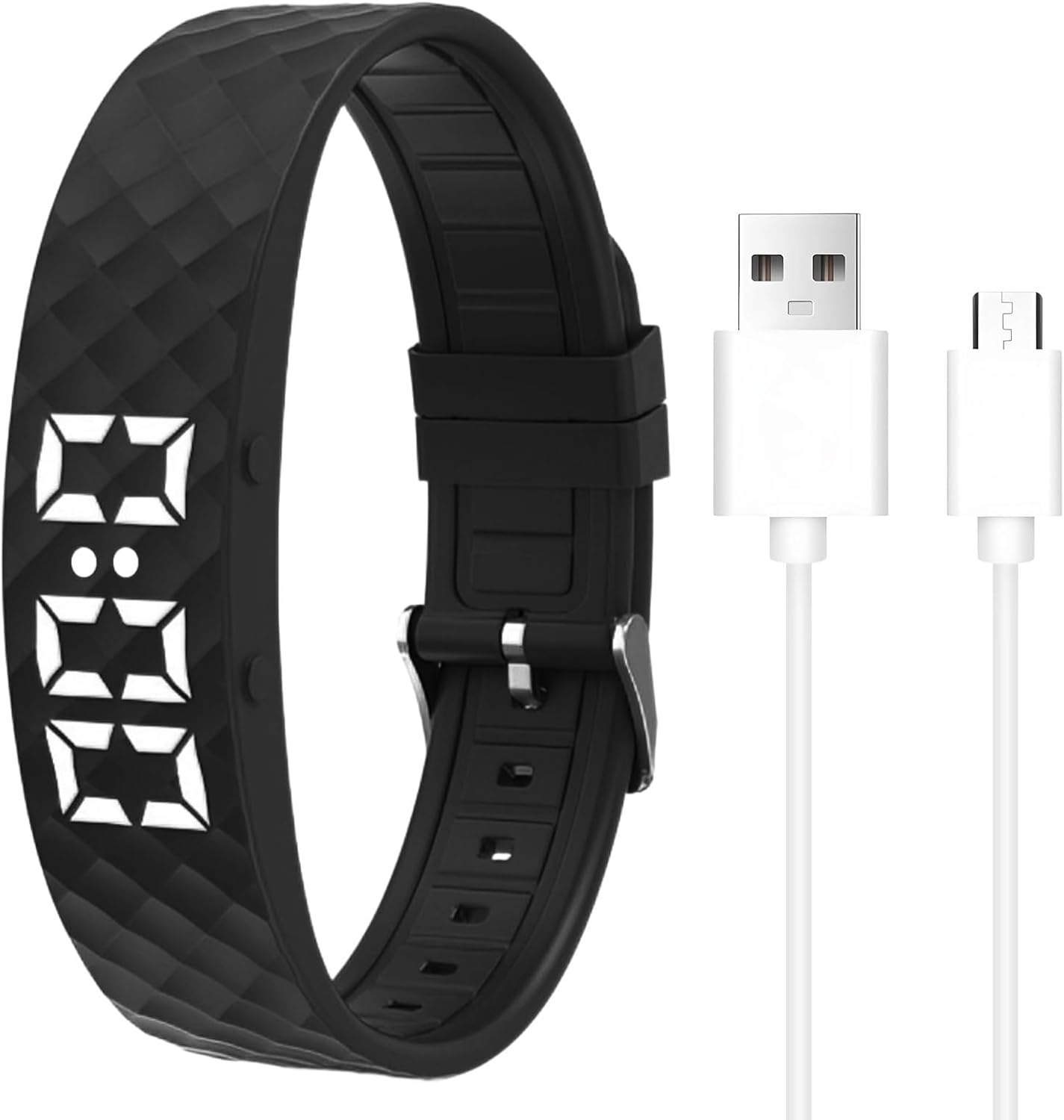 Vibrating Alarm Reminder Watch Bracelet Vibrating Alarm Clock Activity Tracker with 8 Alarms Repeating Timer Activity and Sleep Tracking 30 Days IP65 Waterproof Hypoallergenic Silicone Strap