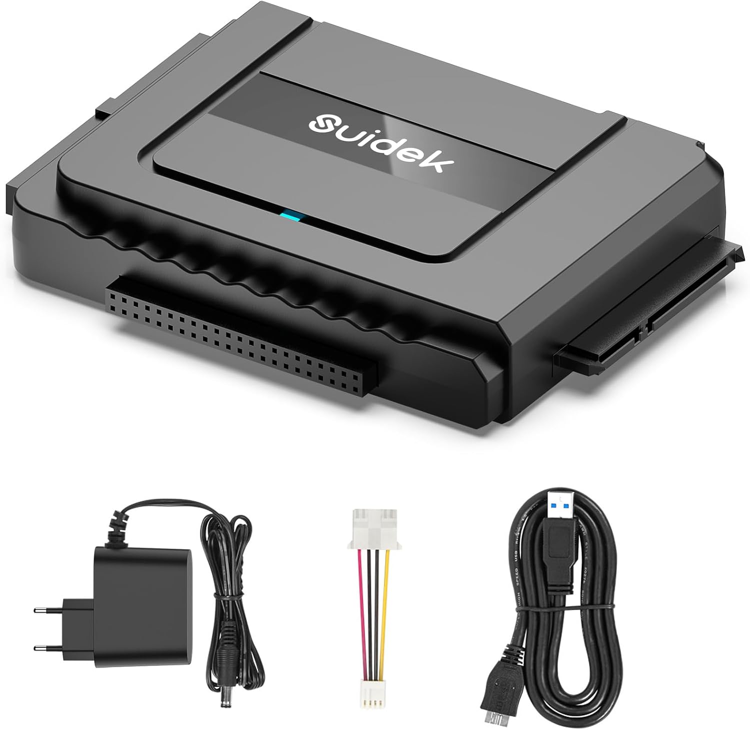 SUIDEK Convertisseur USB 3.0 vers IDE SATA - Lecteur de disque dur externe SATA vers IDE pour disque dur HDD/SSD 2,5"/3,5", Adaptateur IDE SATA vers USB C compatible avec Lecteur Optique SATA/IDE