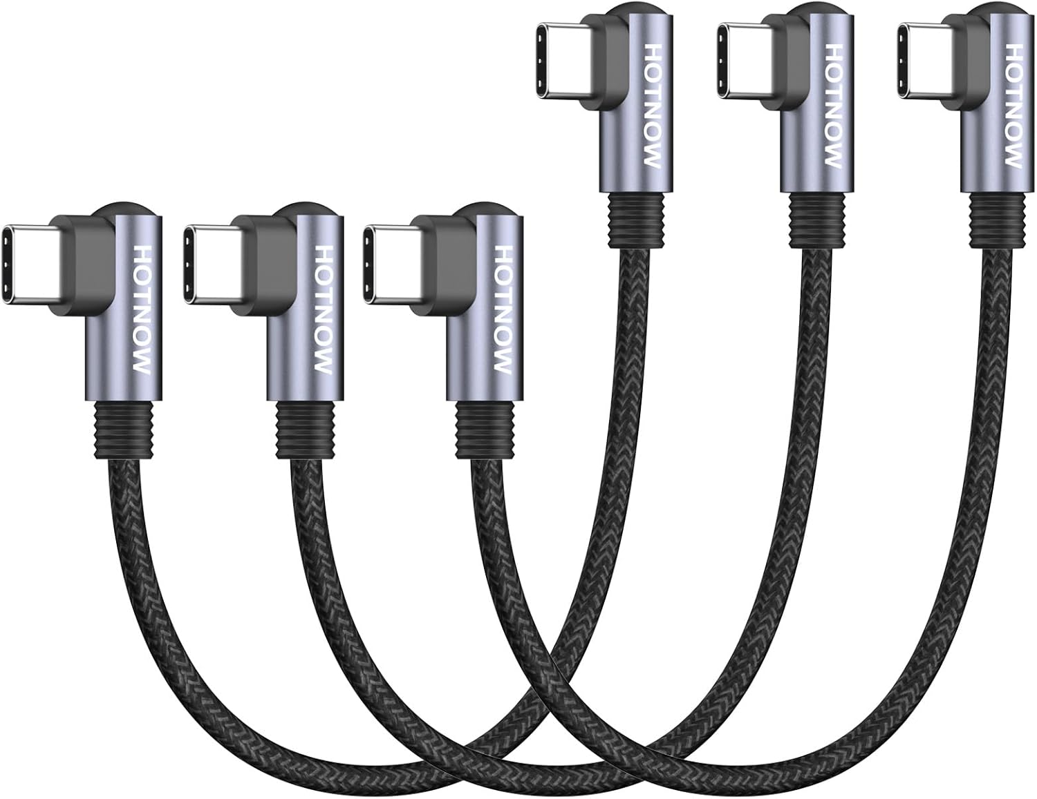 USB C to USB C Cable Right Angle 15cm 3pcs 65W USB C Charger Cable Angled Fast Charge for iPhone 16 15, Galaxy S24 S23, iPad Pro, Power Bank and USB C Devices