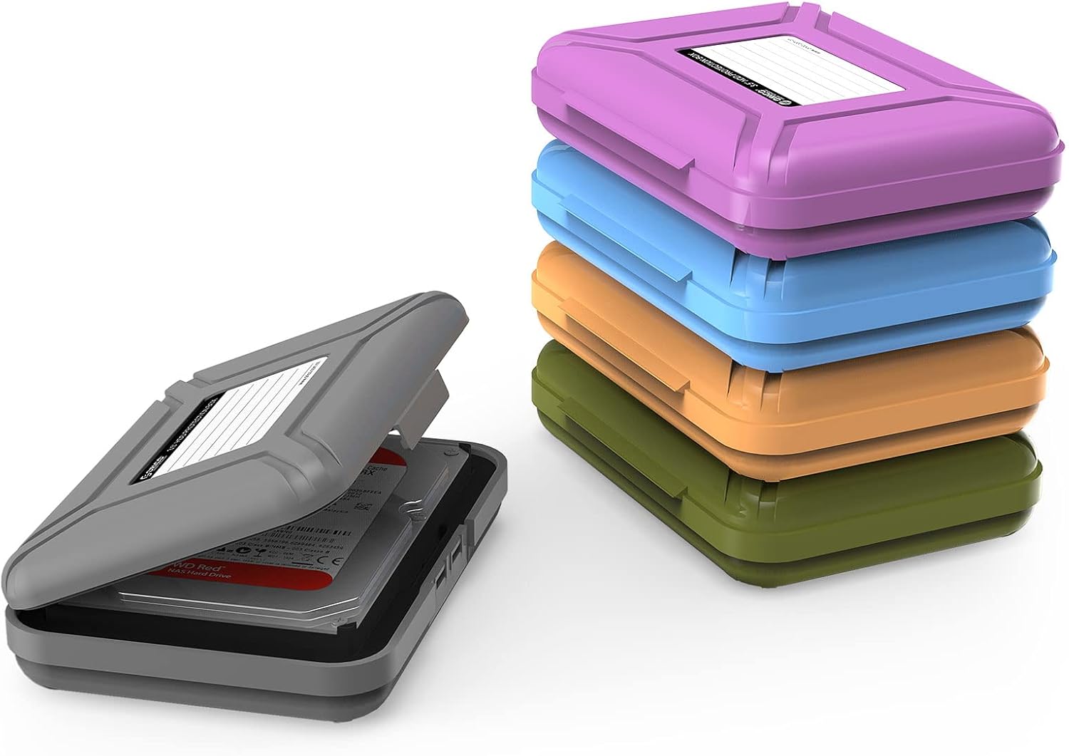 ORICO 3.5 Inch Protective Case, Pack of 5, Storage Case for Hard Drive (HDD) or SSD, Built-in Anti-Vibration and Anti-Static Filling – Multi-Colour, for Camera, Case