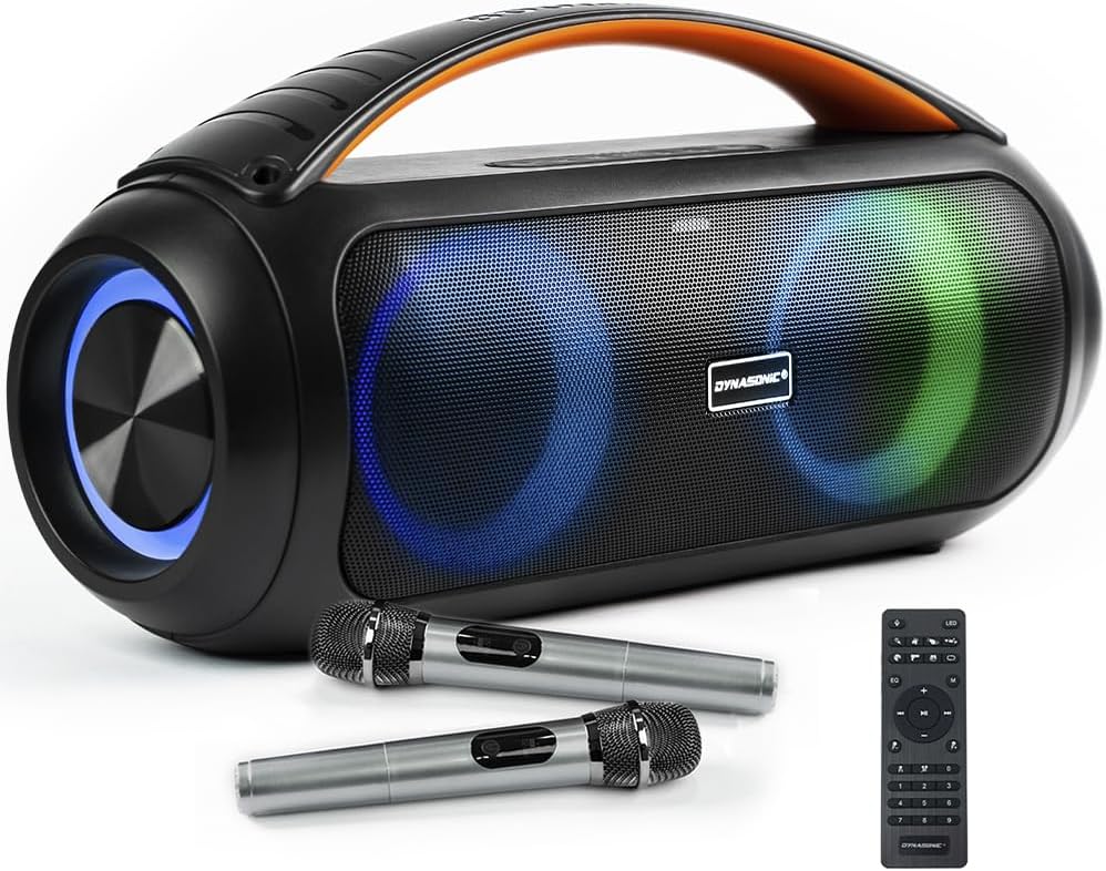 DYNASONIC D93 - IPX5 Portable Bluetooth Speaker Waterproof Waterproof Outdoor Speaker Wireless Stereo Wireless Speaker Powerful Sound Player with Built-in LED Lights Micro-SD USB