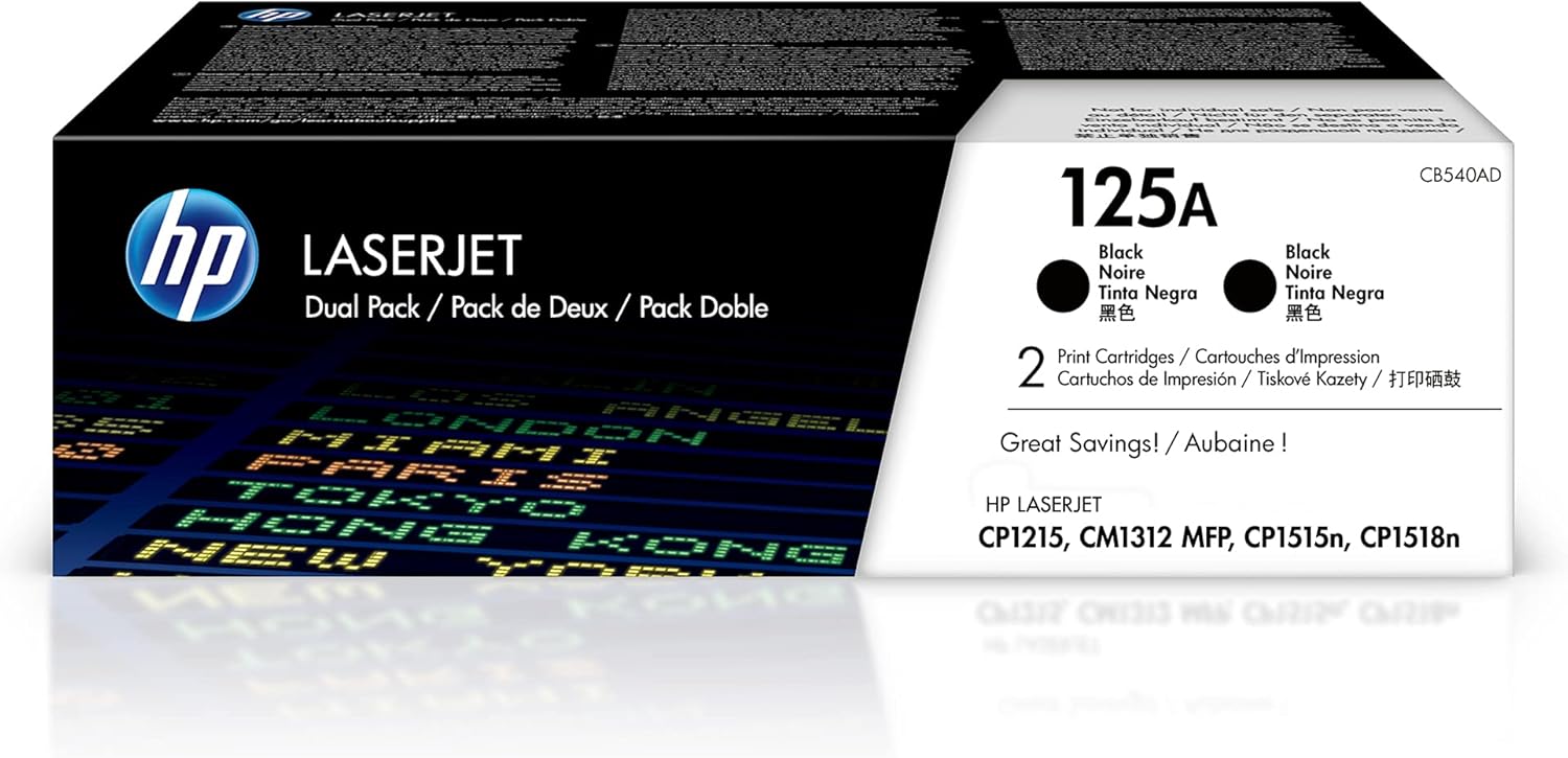 HP 125A Pack of 2 Genuine Black Toners (CB540AD)