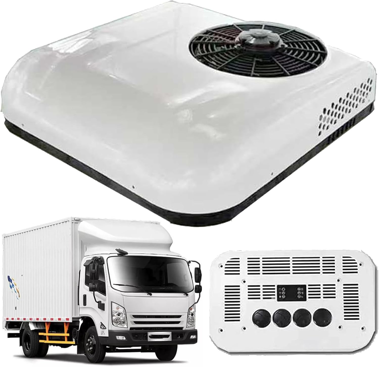 12V/24V Air Conditioning for Caravan, Motorhome, DC Roof, Electric Roof Air Conditioner for Car, Electric Air Conditioner for Motorhome, Lightweight and Portable, 12V-White