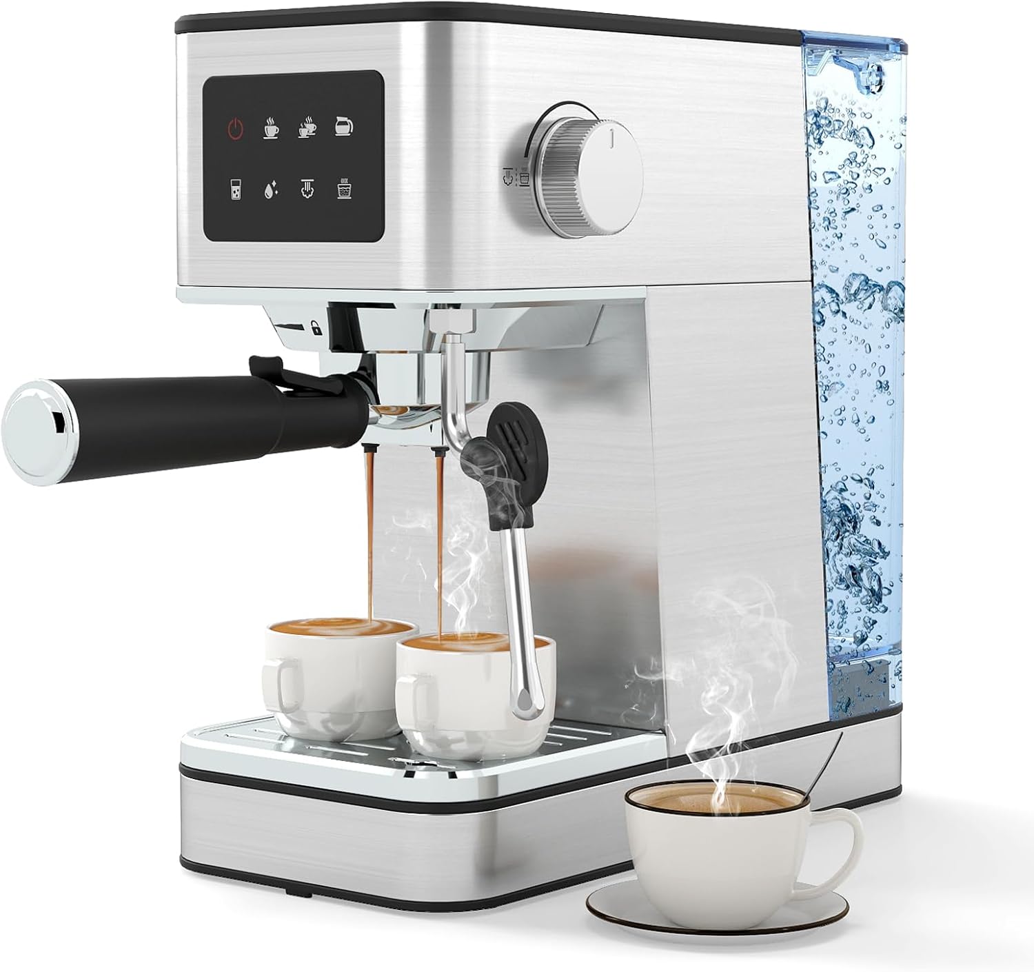 RELAX4LIFE Espresso Machine 20 Bar with Adjustable Steam Rod, 1.7L Removable Tank, LCD Display, Cup Warmer, Milk Frother, 1400W Coffee Maker for Cappuccino Latte Barista