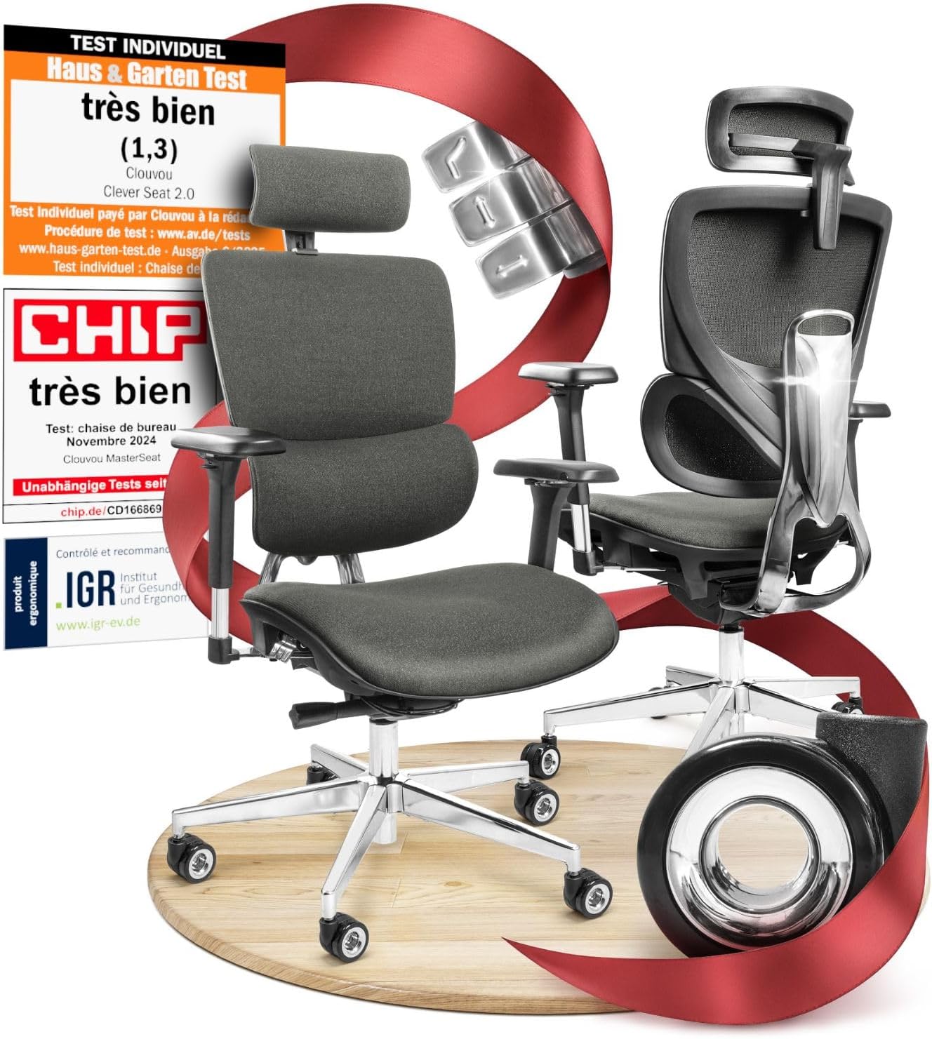 CLOUVOU MasterSeat Ergonomic Office Chair [Voted No.1] Office Chair & Gaming Chair | Maximum Load 150 kg (Anthracite)