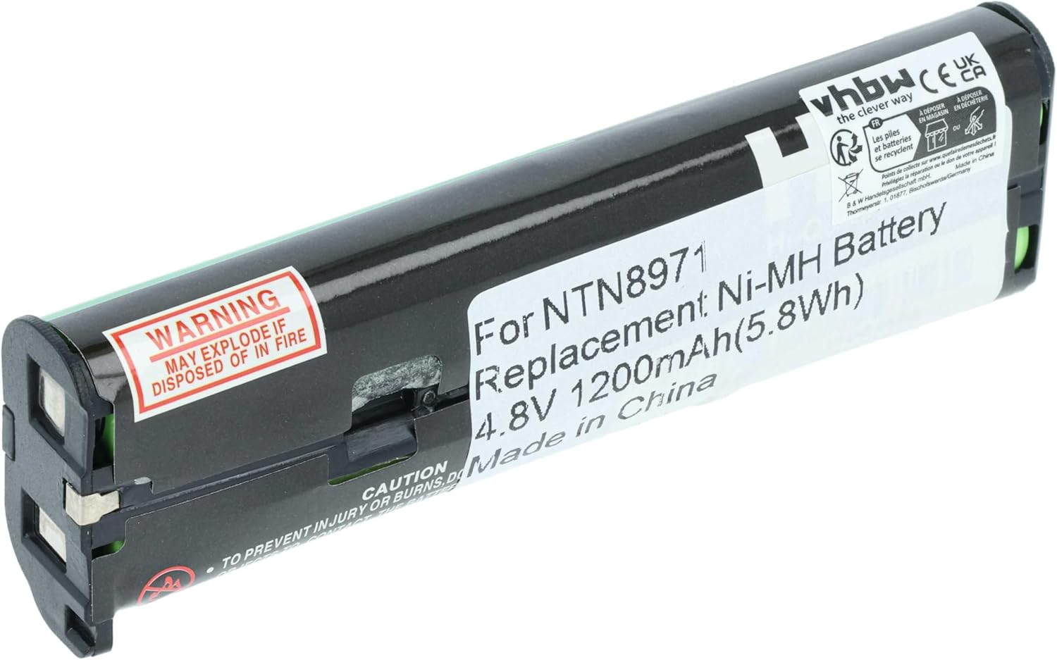 vhbw 1 x Battery Compatible with Motorola XU1100, XTN Radios, IDEN i500, XTN446, CP100, VX2600, 53871 Radio Walkie Talkie (1200mAh, 4.8V, NiMH)