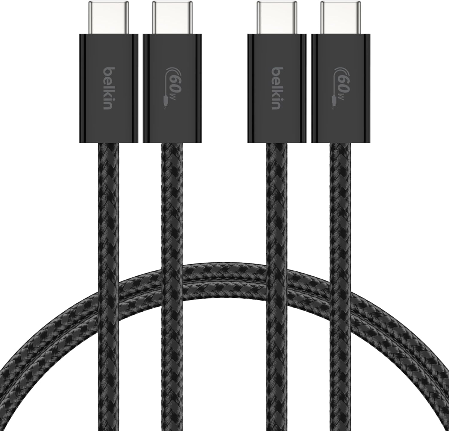 Belkin USB-C to USB-C Cable with Braided Jacket (5ft, 60W, Soft Touch, Flexible, Fast Charging, for iPhone 17 & iPhone 16, Galaxy S25, Pixel 10, iPad Pro, etc., Black)