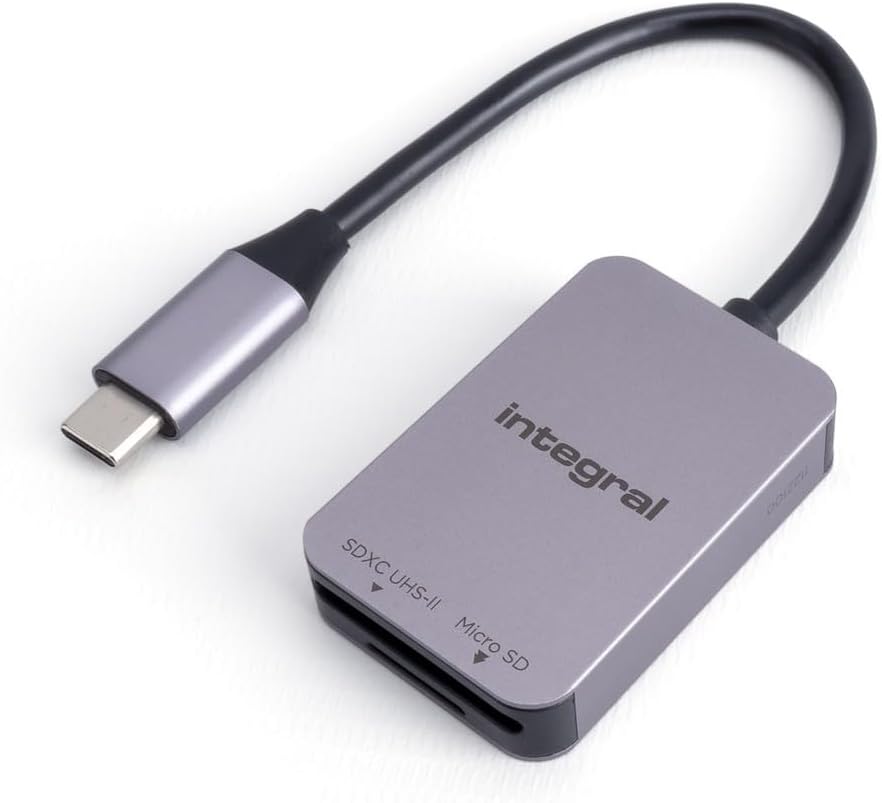 Integral Dual UHS-II V90,V60 SD 4.0 & microSD Adapter USB C Memory Card Reader - for iPhone 15,16 Plus,Pro,Pro Max, MacBook Pro, Air, iPad, PC, Laptop, Smartphone
