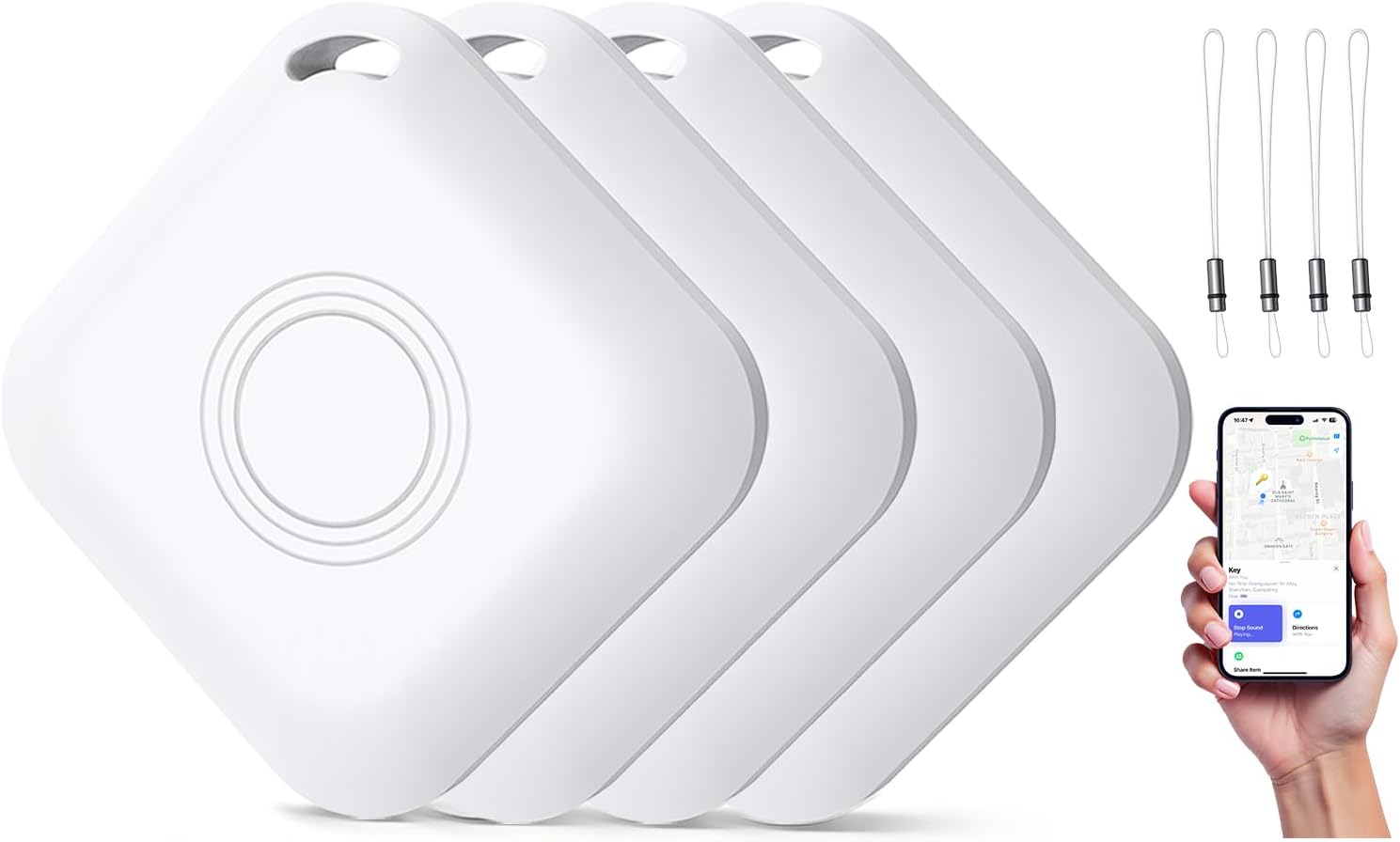 Air Tracker Tag 4 Pack, Smart Tag Works with Apple, Smart Bluetooth Tracker Key Locators, Suitcases, Wallets, Kids, Bags, Luggage (iOS Only)