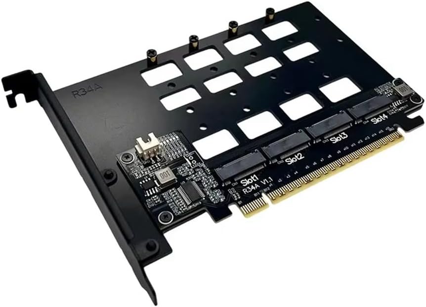 Carte D'Extension de Transfert Fractionné pour Disque Dur M.2 NVMe R34A PCIE 5.0 X16 vers 4 Ports, Adaptateur Fractionné pour Disque Dur M.2 NVMe 128 Gbit/S
