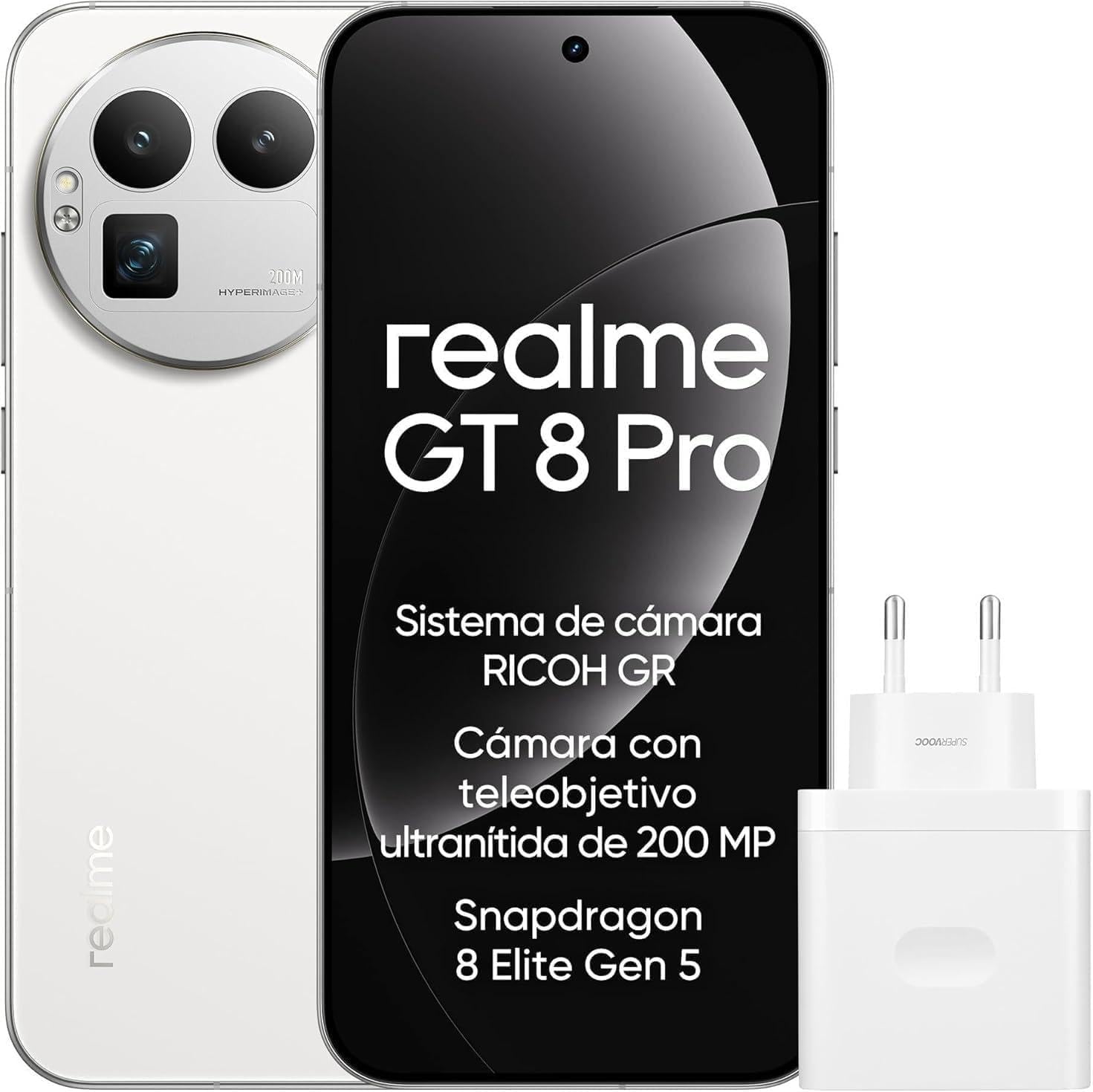 realme GT 8 Pro 5G Smartphone 16+512GB, Snapdragon 8 Elite Gen 5, 200MP Ultra Clarity, 6.79" AMOLED QHD+ 144 Hz Display, 7000 mAh, Wireless Charging 50W, with 120W Charger, White