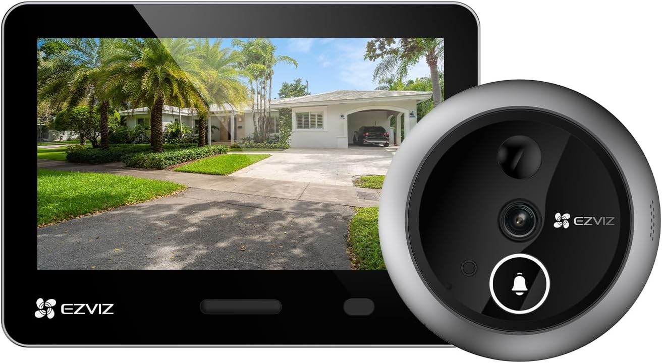 EZVIZ 4K Door Peephole Surveillance Camera, Video Intercom Connected Video Intercom, 5.5 Touch Screen, AI Face Recognition, Human PIR Detection, Two-Way Audio, 7100 mAh Battery, EP4 Silver