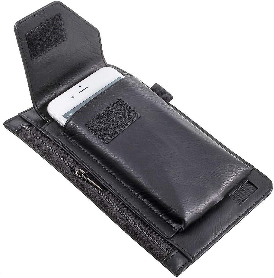 Étui à Ceinture Vertical avec Pochette pour Smartphone & Poche Intérieure Zippée Compatible avec HTC U Play Dual - Noir