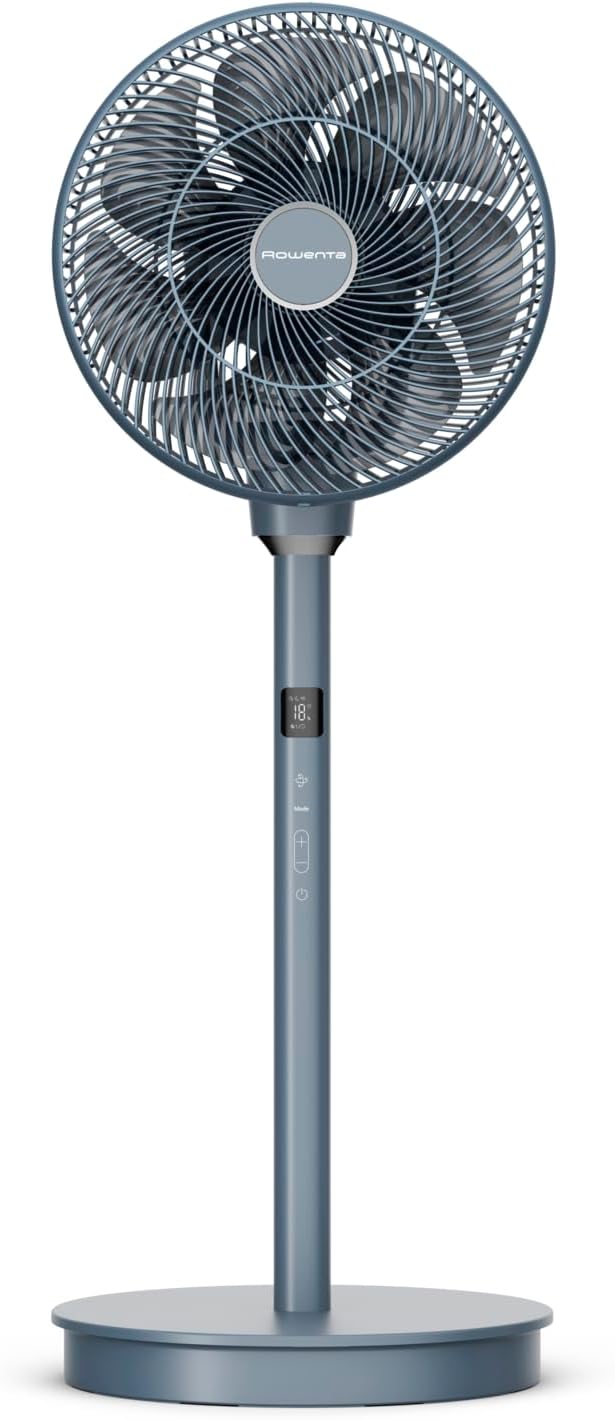 Rowenta Turbo Silence Compact 3D Multiflow, Pedestal Fan, Quiet 19 dB, Range 25 m, Multidirectional Oscillation, 18 Speed, Night Mode, Remote Control, QV5041F1