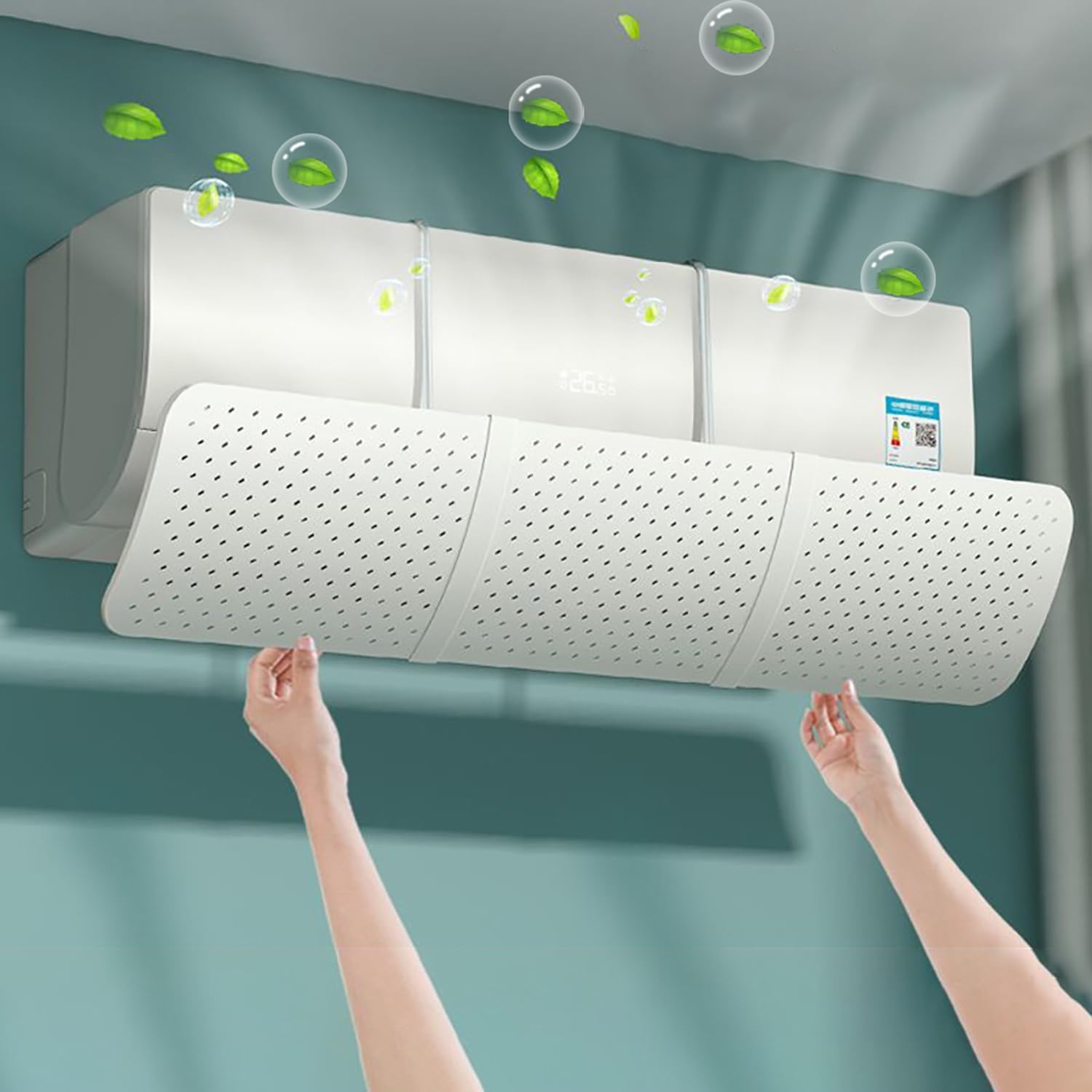 Adjustable Deflector Air Conditioning, Universal Deflector Air Conditioning Windproof Anti-Direct Blowing for Home/Office Elderly, Neonates, Women Gestation Defended Wind Cover (White)