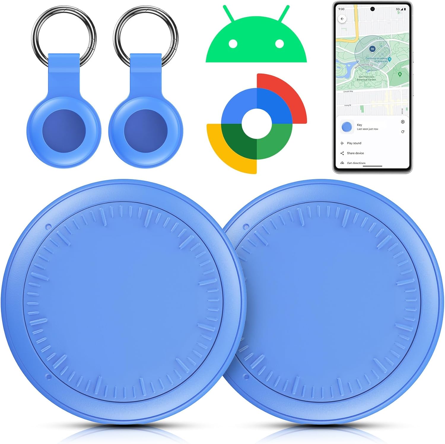 Smart Tracker Tag, Smart GPS Tracker Android Pack of 2, Works with App Locator, Bluetooth Object Locator, Android Tracker Tags for Keys/Wallets