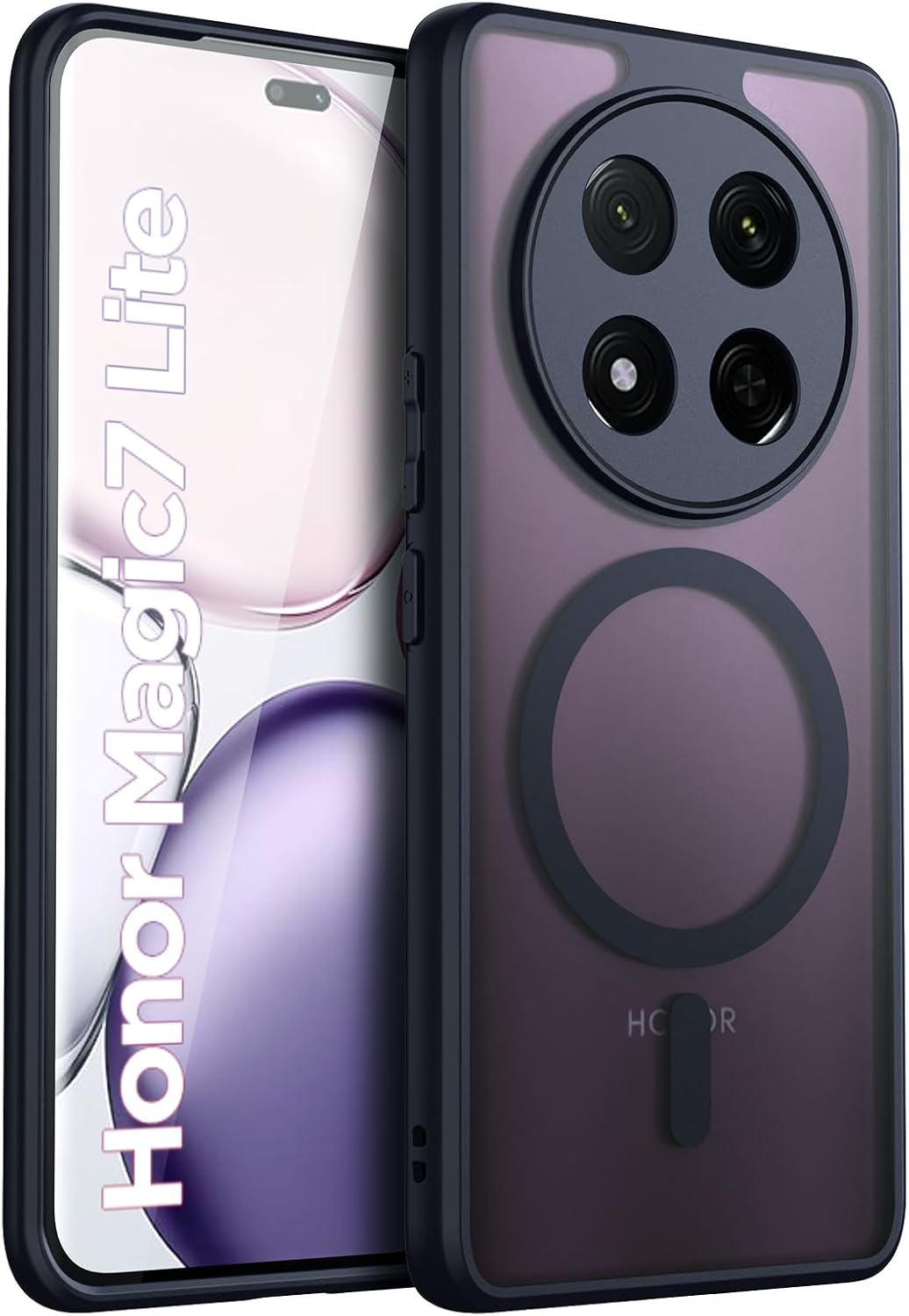 Oududianzi Magnetic Case for Honor Magic 7 Lite 5G Compatible with MagSafe, Translucent Back Cover Case for Honor Magic 7 Lite 5G Black