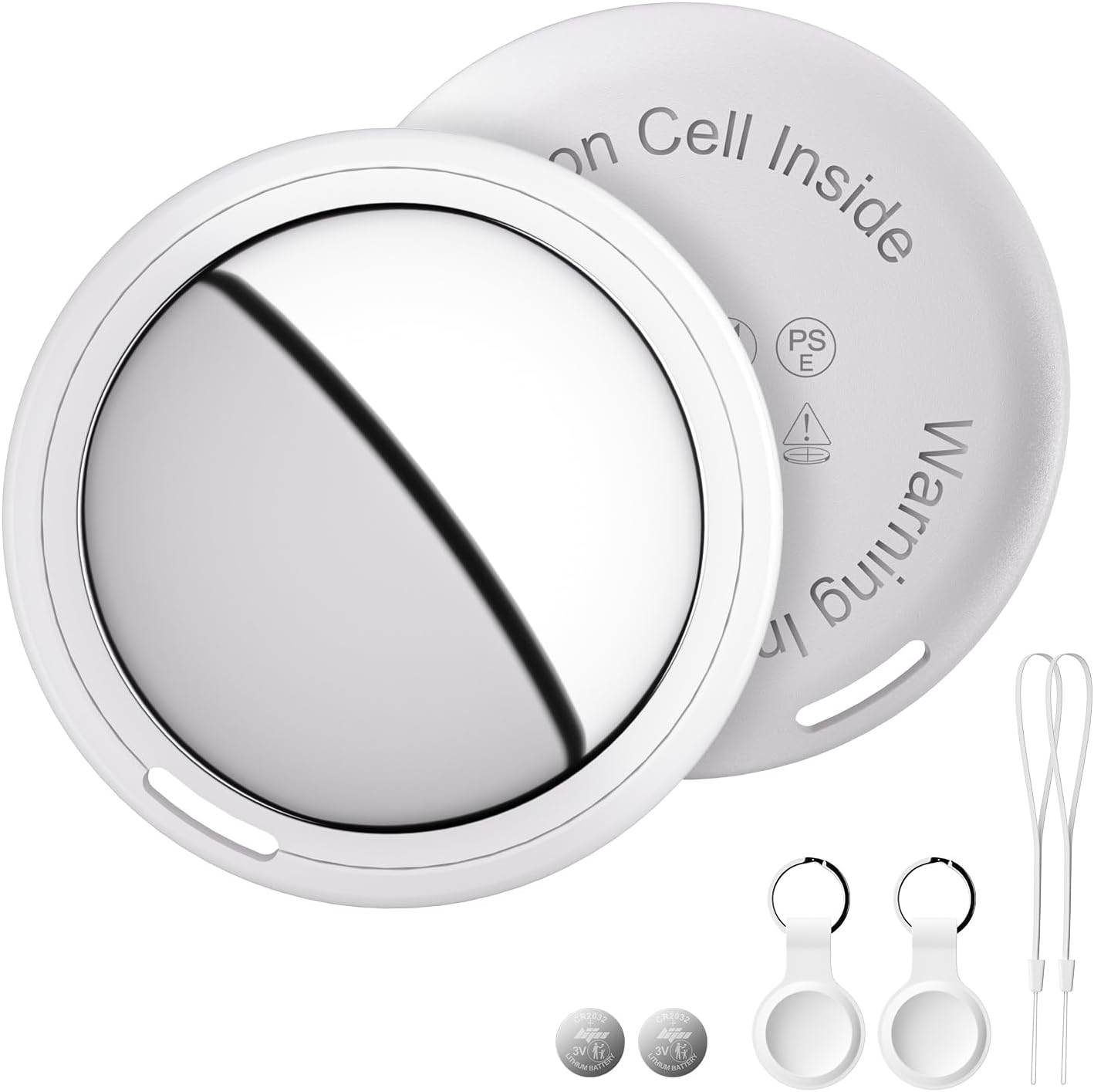Air Tracker Tag Tracker Works with Apple App Locate (iOS Only) Includes Battery Backup, Bluetooth Object Locator for Keys, Wallet, Luggage (White, Pack of 2)