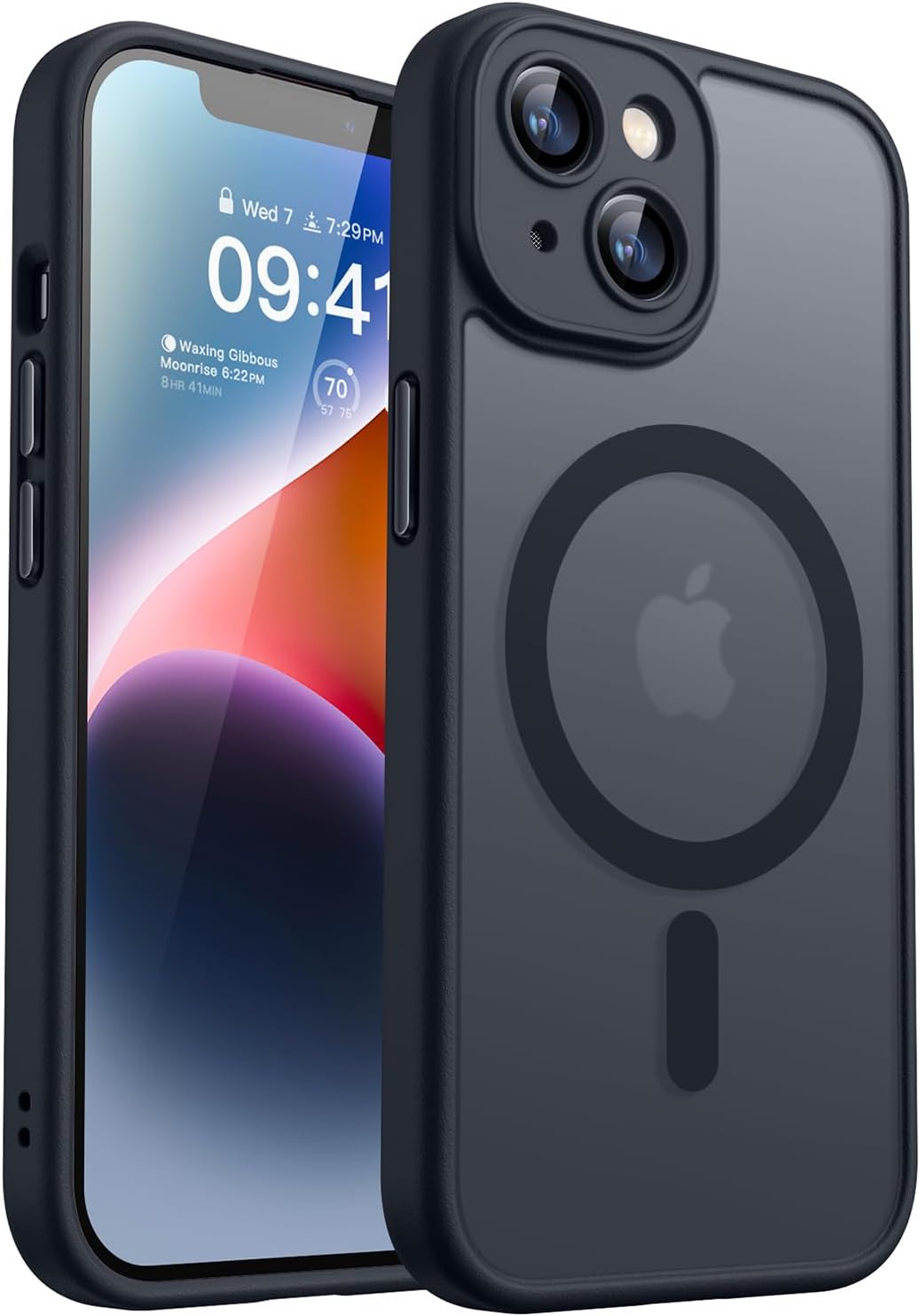 CANSHN Magnetic Case for iPhone 14 (6.1 Inches), Compatible with MagSafe, [Full Camera Protection] Translucent Matte Background Cover, Black