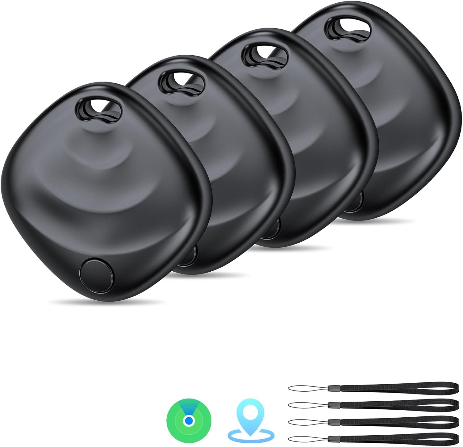 New [Apple MFi Certified] (iOS Only) Air Tracker Tags Set of 4, Hoxe Bluetooth 5.3 Tracker Compatible Apple Locate App, Object Locators for Suitcases/Keys/Bags, Replaceable Battery