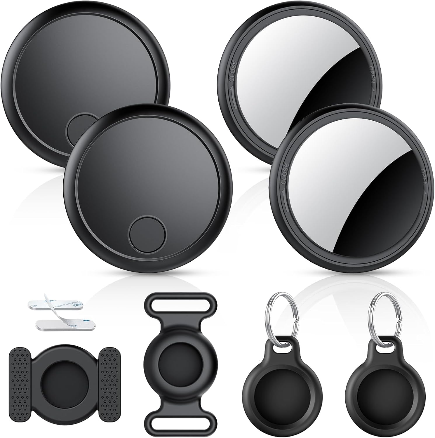 Smart Air Tracker Tag Pack of 4, Compatible with Apple Locate (iOS Only), Air Locators Tags for Suitcases Wallets Keys Bags, Global Tracking, 100dB Beep, IP68