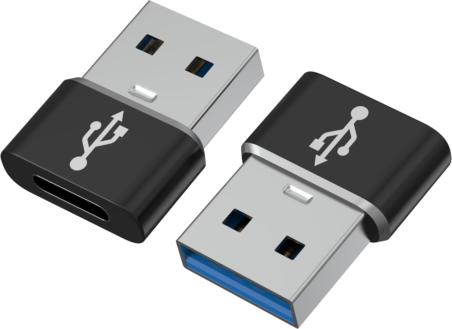 PHONILLICO USB 2.0 to USB-C Adapter Compatible with Mains Charger/Computer to Samsung/Xiaomi/Huawei/Oppo/Honor/Google Smartphone (2 Pack)