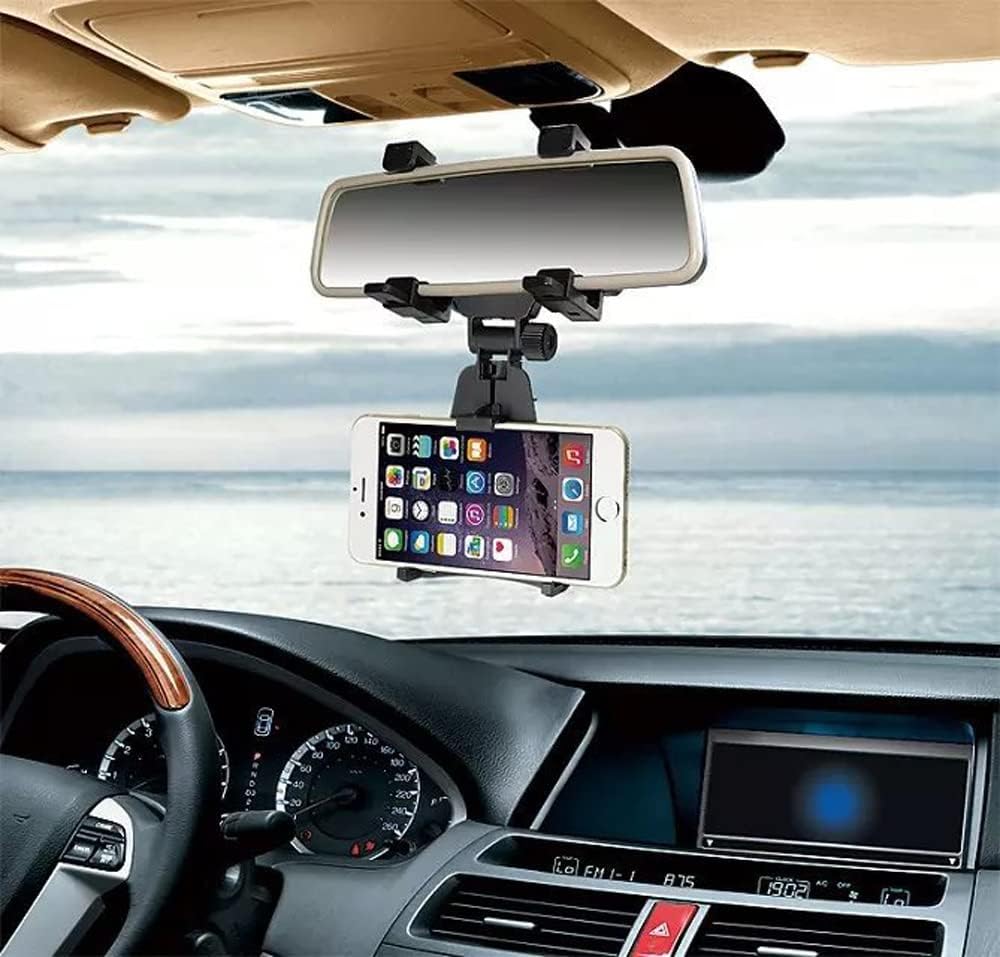 K-S-Trade Support Voiture pour TCL 403 Compatible avec TCL 403 Montage Porte-Smartphone Rétroviseur Mirror Holder Voiture Titulaire Holder Support De Téléphone Détenteur Noir -