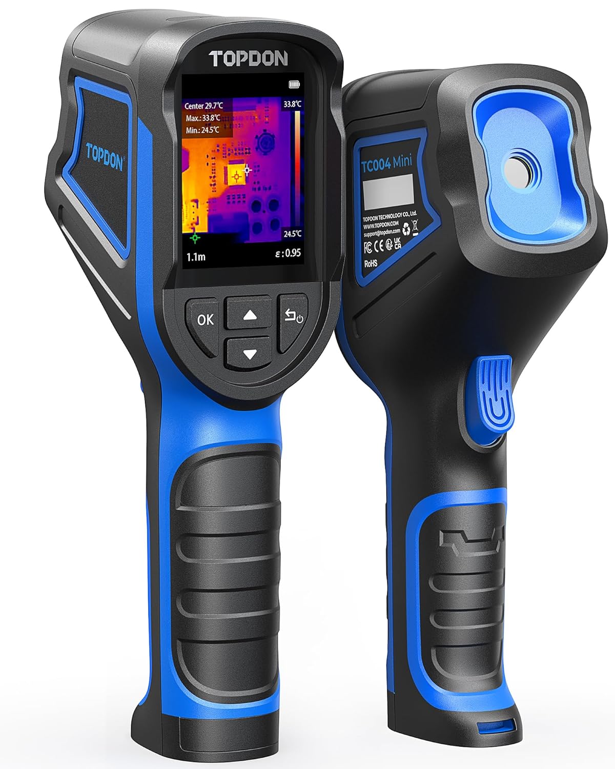 TOPDON TC004 Mini Thermal Camera, IR Resolution 240x240, 15 Hours Battery Life, -20°C to 450°C, 25Hz, Auto Temperature Alerts, for Home Maintenance, Leak Inspection, HVAC