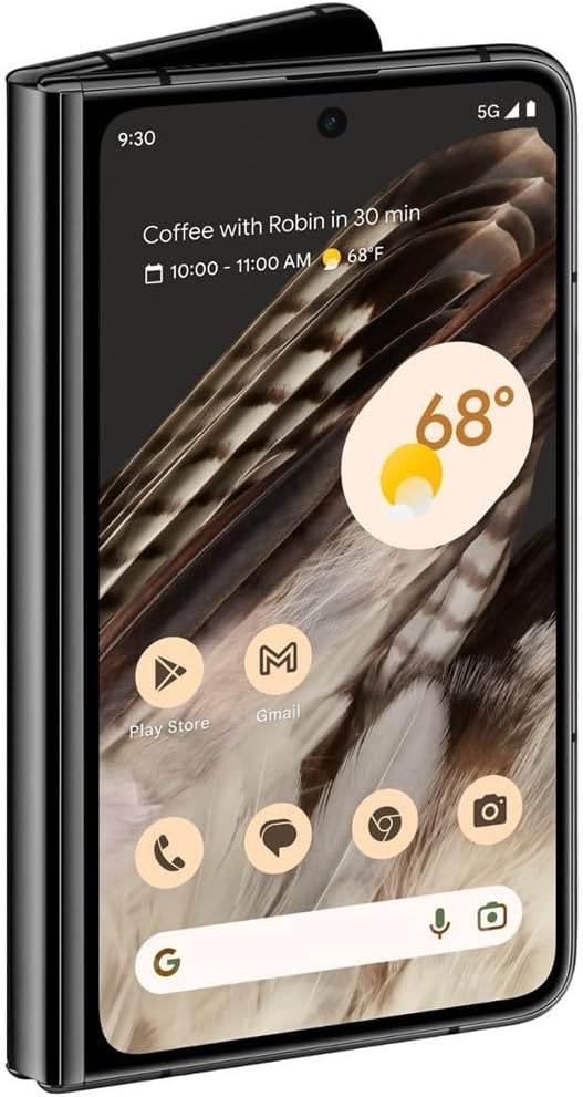 Google Pixel Fold 5G 256GB + 12GB RAM Factory Unlocked - Dual SIM (Nano-SIM + eSIM) - Foldable Screen Android Smartphone (Obsidian) (Renewed)
