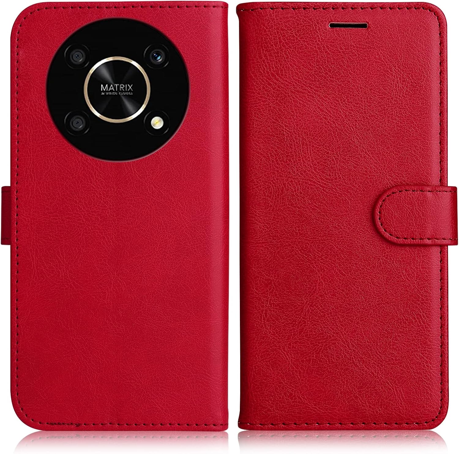 Case for Huawei Honor Magic 4 Lite/Honor X9/Honor X30, PU Leather Wallet Case, Classic Design TPU Case for Honor Magic 4 Lite/Honor X9/Honor X30, Red