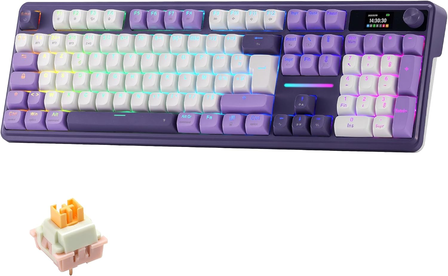 Redragon K762 Pro Wireless AZERTY Mechanical Keyboard TFT Screen and Wheel