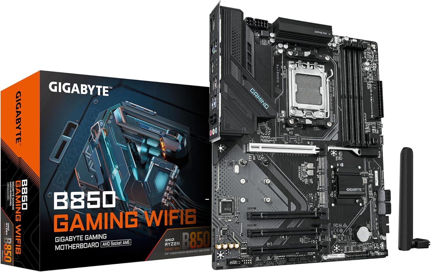 GIGABYTE B850 Gaming WIFI6 Motherboard - AMD Ryzen 9000 Series CPUs, Digital VRM 6+2+2 Phases, up to 8200MHz DDR5 (OC), 1xPCIe 5.0 + 2xPCIe 4.0 M.2, LAN GbE, WiFi 6, USB 3.2 Gen 2